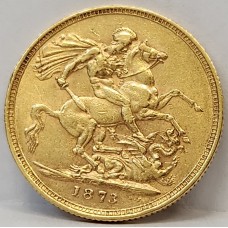 AUSTRALIA 1873 . ONE 1 SOVEREIGN . MELBOURNE . GOLD
